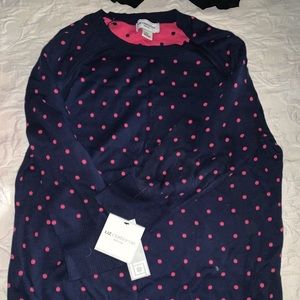 Cute blue and pink polka for sweater